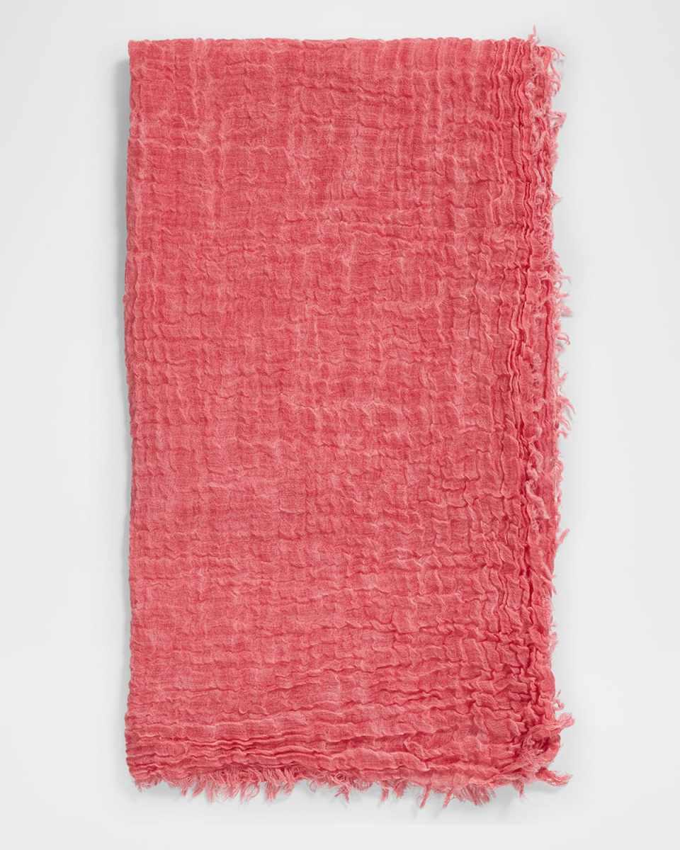 Fringe-Trim Wool Gauze Scarf